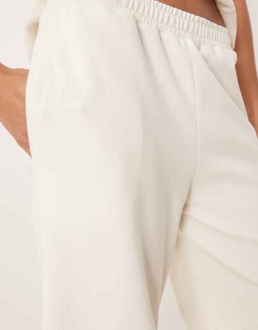 ASOS DESIGN interlock barrel leg sweatpants in coconut milk - part of a set, 5 of 5