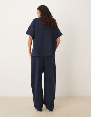 Asos Design Premium Heavyweight 500gsm Seamed Barrel Leg Sweatpants In Blue