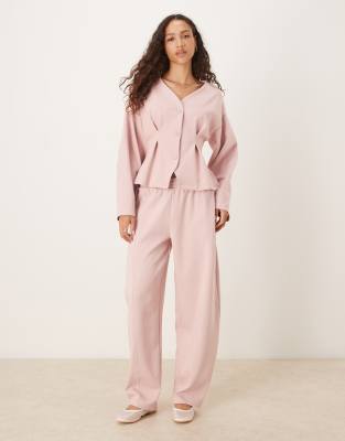 Asos Design Interlock Barrel Leg Sweatpants With Seam Detail In Pink