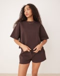 [ASOS DESIGN] ASOS DESIGN interlock boxy cropped t-shirt in chocolate (part of a set)-Brown XS Chocolate