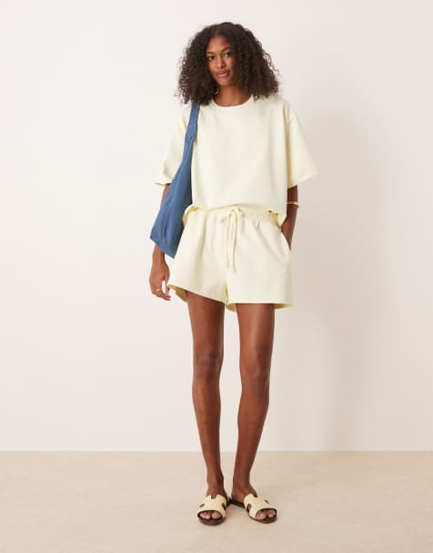 ASOS DESIGN interlock boxy set in lemon - view 1
