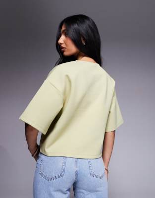 Asos Design Interlock Boxy Shirt With Button Up Detail In Green