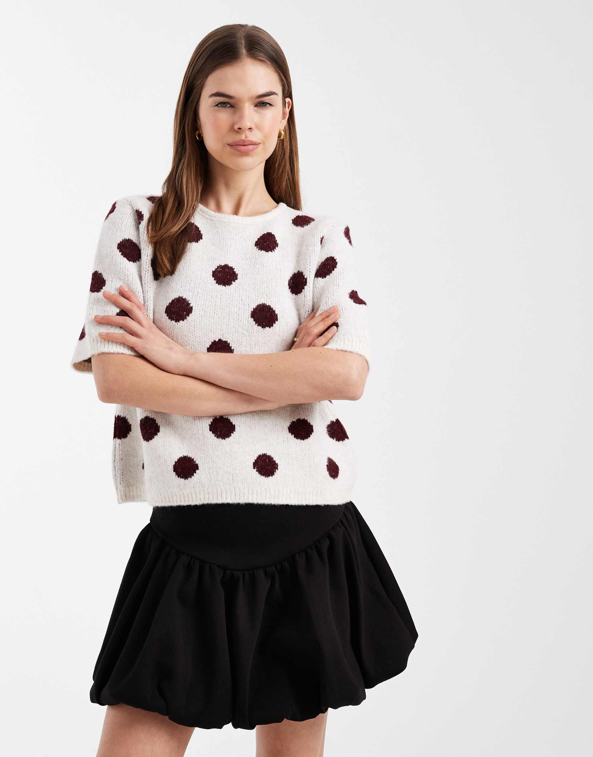 asos design interlock bubble hem mini skirt in black