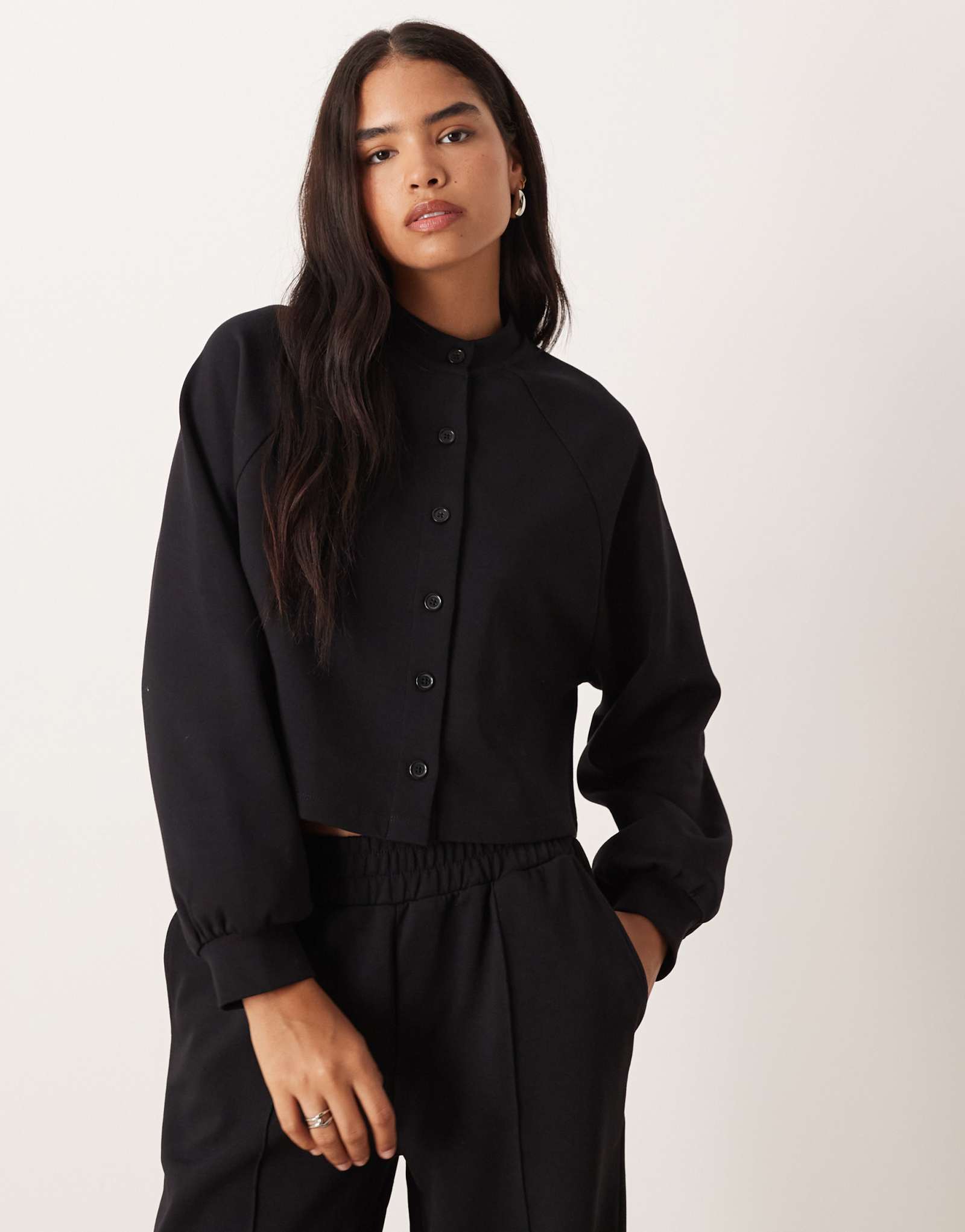 ДИЗАЙНЕРСКИЙ кардиган из интерлока ASOS черного цвета - часть комплекта