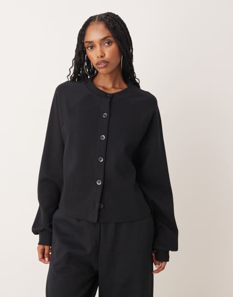 ASOS DESIGN interlock cardigan in black