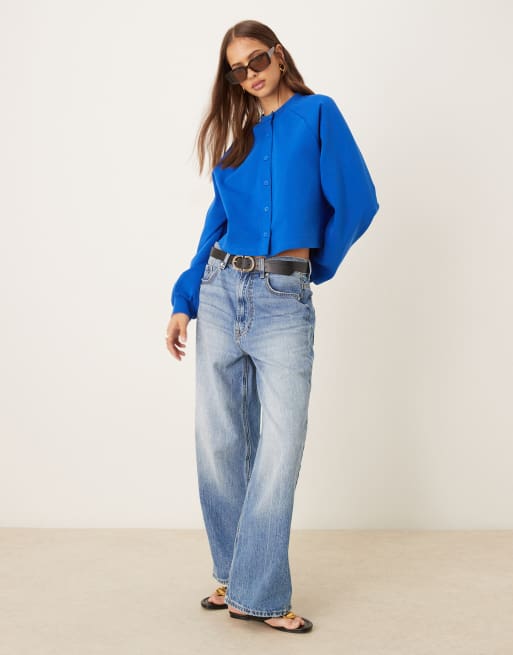 ASOS DESIGN interlock cardigan in blue