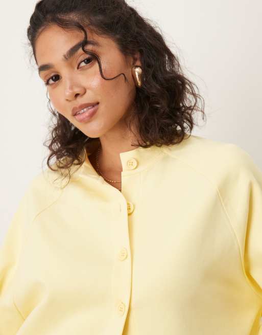 ASOS DESIGN interlock cardigan in buttermilk