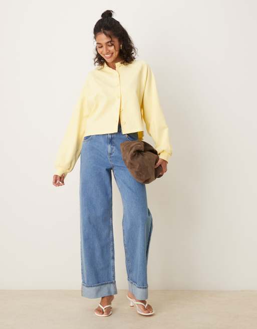 ASOS DESIGN interlock cardigan in buttermilk