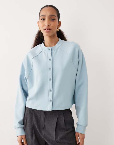 ASOS DESIGN interlock cardigan in light blue