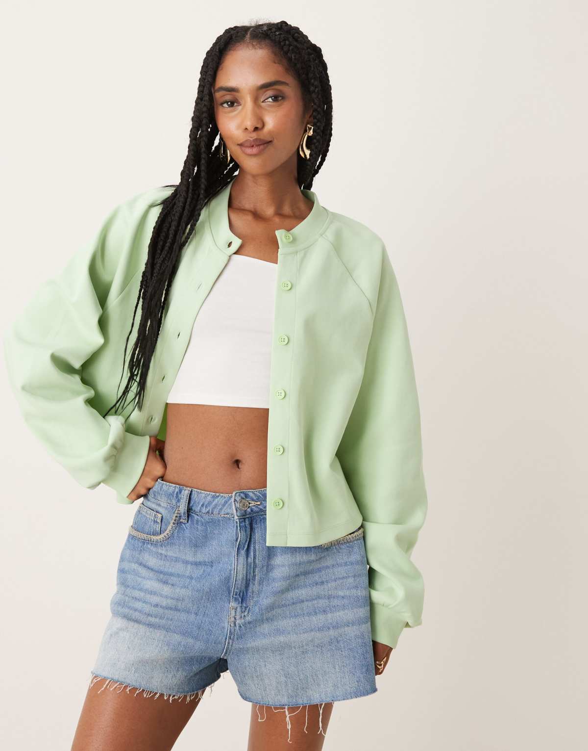 ASOS DESIGN interlock cardigan in pastel green