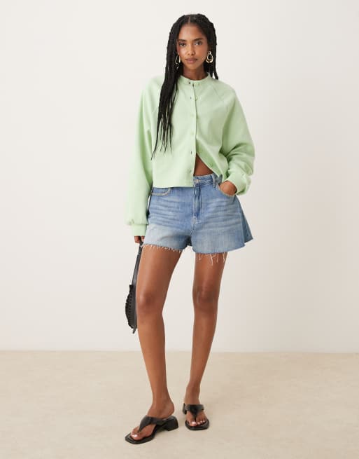 ASOS DESIGN interlock cardigan in pastel green