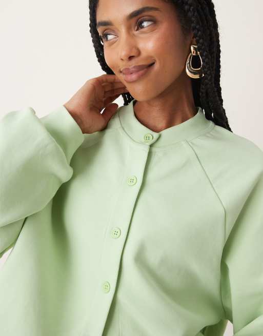 ASOS DESIGN interlock cardigan in pastel green