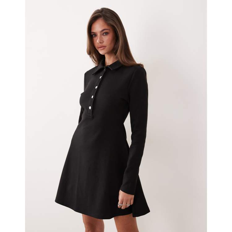 knee length dresses for ladies Elegant A-line maxi button front wool dress with a belt main image 1