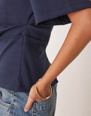 Asos Design Interlock Corset Waist T-shirt In Blue