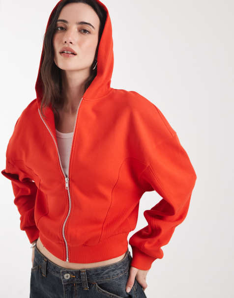 ASOS DESIGN Interlock cropped hoodie in red - view 1