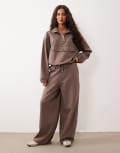 [ASOS DESIGN] ASOS DESIGN interlock extreme funnel trackies in coffee (part of a set)-Brown L Coffee