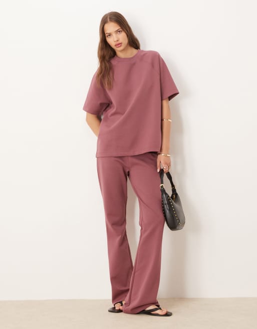 ASOS DESIGN interlock flared trackies in wild ginger (part of a set)