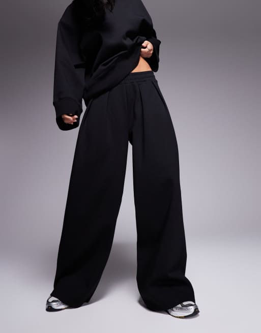 ASOS DESIGN - Interlock geweven broek met superwijde pijpen in zwart, deel van co-ord set, 2 van 5