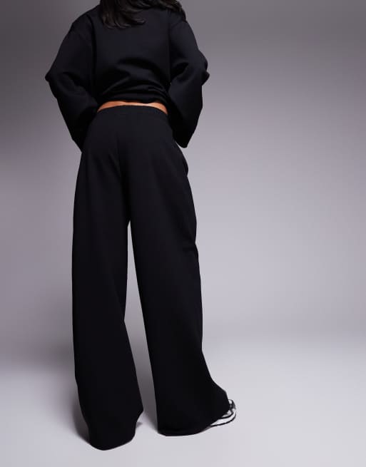 ASOS DESIGN - Interlock geweven broek met superwijde pijpen in zwart, deel van co-ord set, 4 van 5