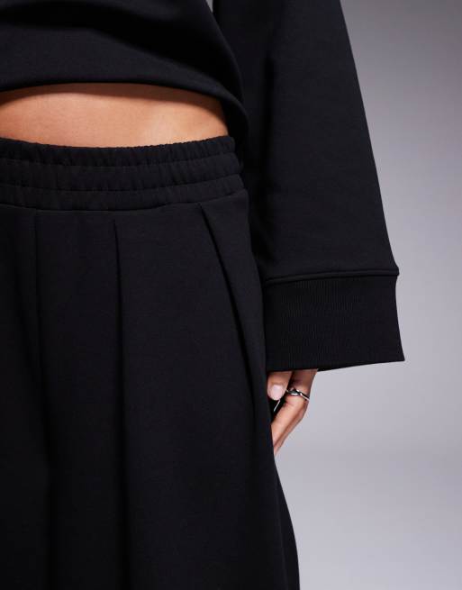 ASOS DESIGN - Interlock geweven broek met superwijde pijpen in zwart, deel van co-ord set, 5 van 5