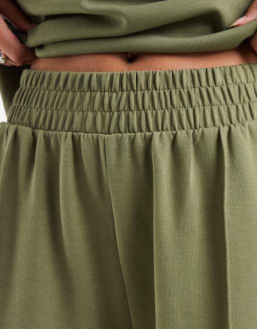ASOS DESIGN interlock jogger met plooi in kaki, 5 van 5