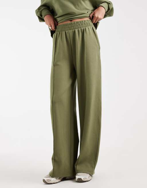 ASOS DESIGN Interlock-Jogger mit Bügelfalte in Khaki, 4 von 5