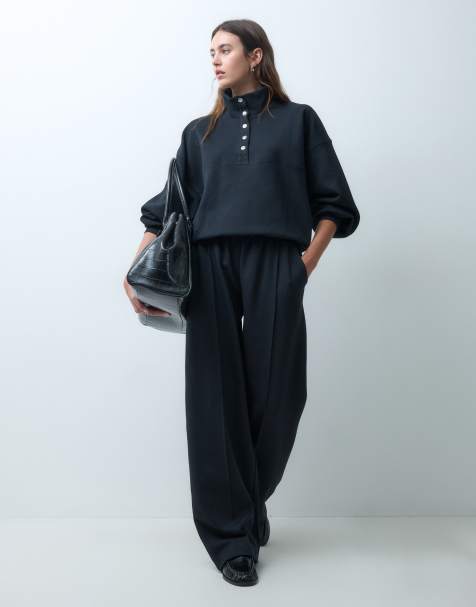 ASOS DESIGN Interlock-Jogger mit Falte in Schwarz - view 1