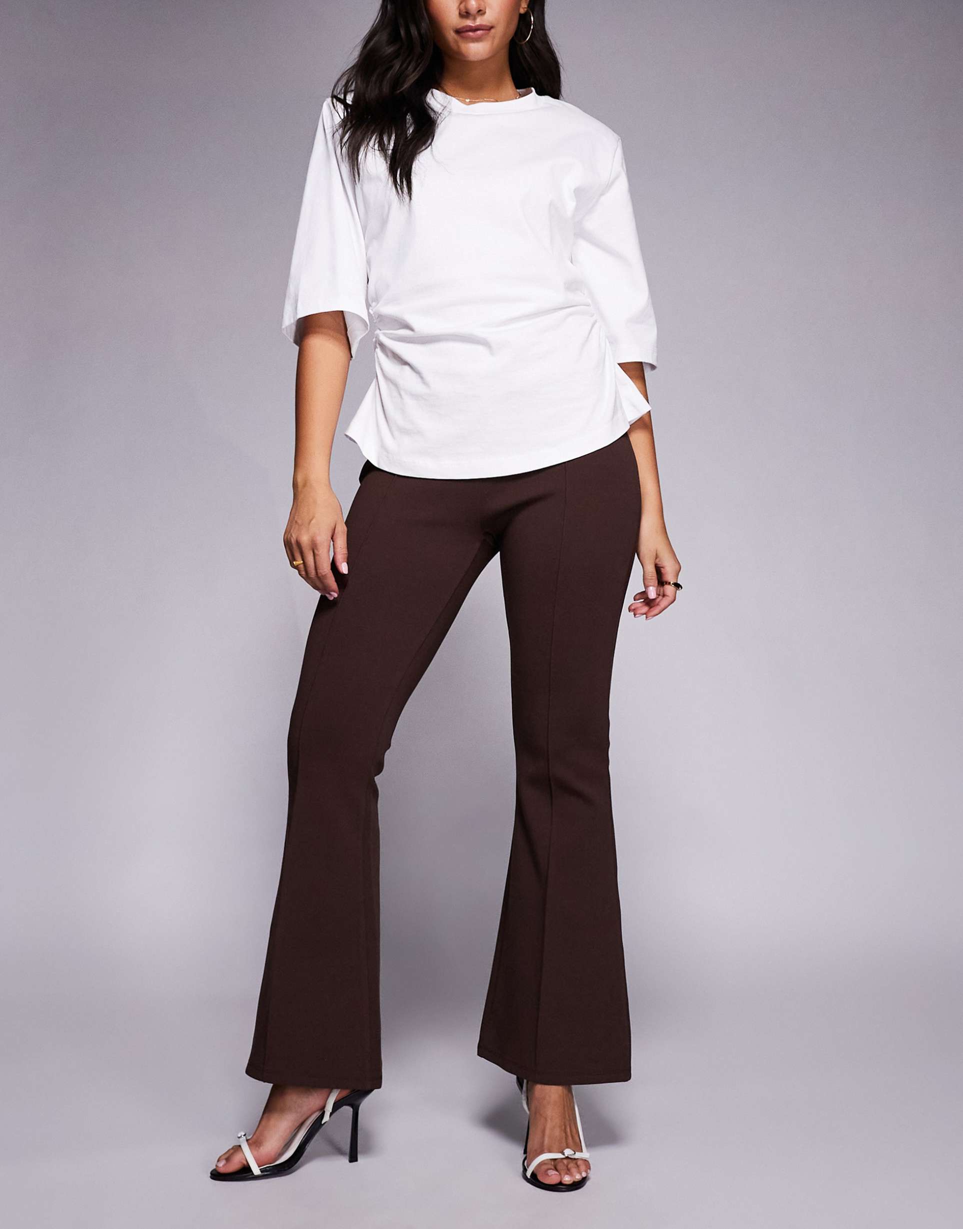 asos design interlock kick flare in brown