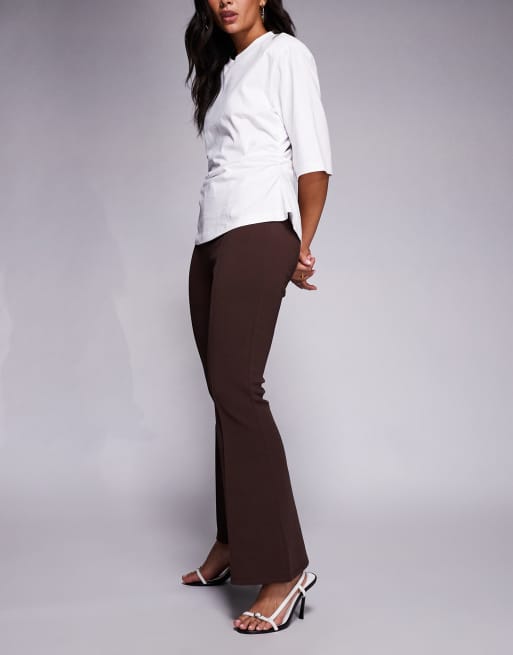 ASOS DESIGN interlock kick flare in brown