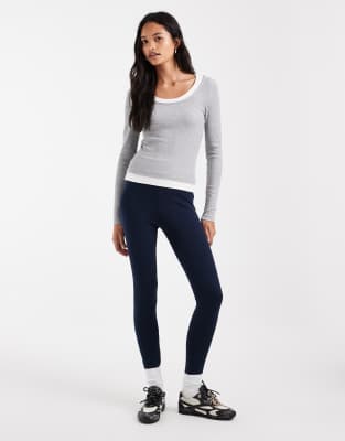 Asos Design Interlock Legging In Navy