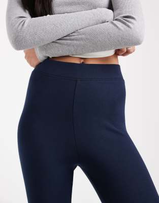 Asos Design Interlock Legging In Navy
