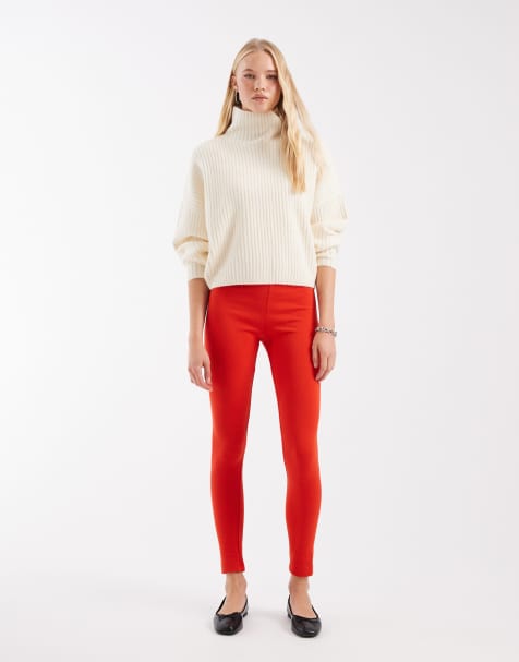 ASOS DESIGN interlock leggings in red - view 1