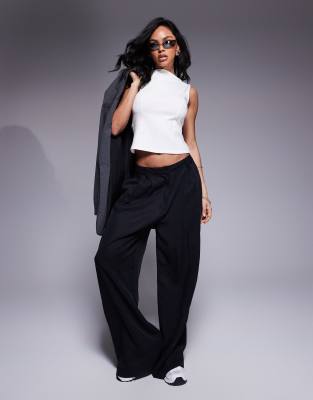 Asos Design Interlock Maxi Seamed Full Hem Slash Neck Top