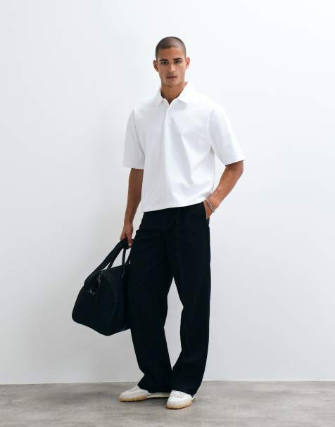 ASOS DESIGN interlock oversized boxig pikétröja i vitt - view 1