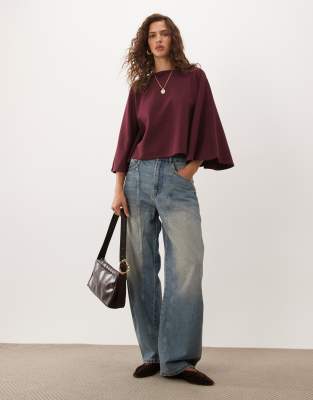 Asos Design Interlock Oversized Cape Style Top In Red