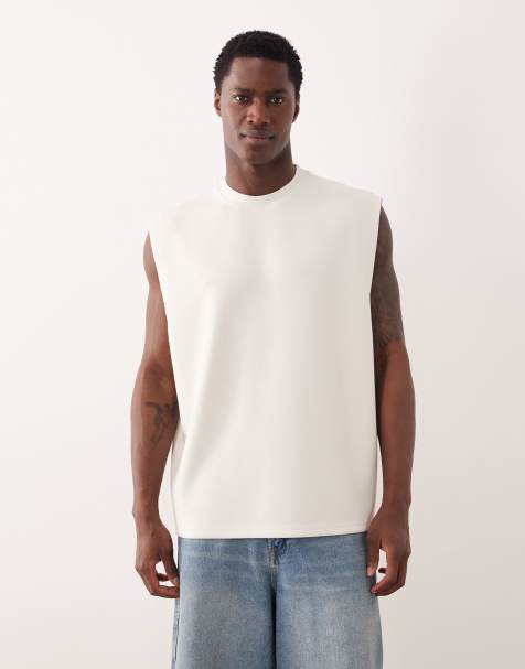 ASOS DESIGN interlock oversized tank in off white - view 1