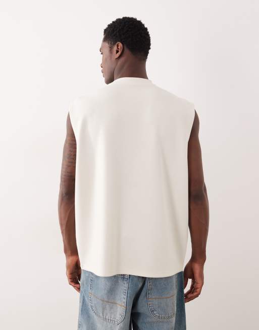 ASOS DESIGN interlock oversized tank in off white, 3 of 5
