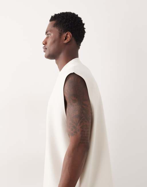 ASOS DESIGN interlock oversized tank in off white, 4 of 5