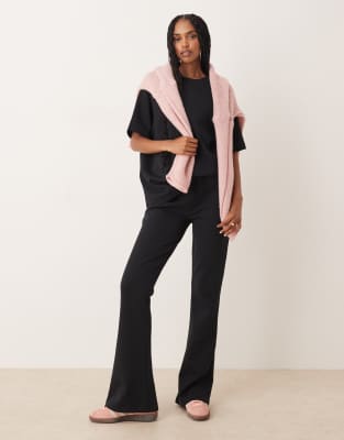 Asos Design Interlock Raglan T-shirt In Black