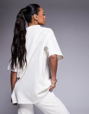 Asos Design Interlock Raglan T-shirt In White