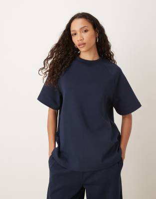 Asos Design Interlock Raglan T-shirt In Blue