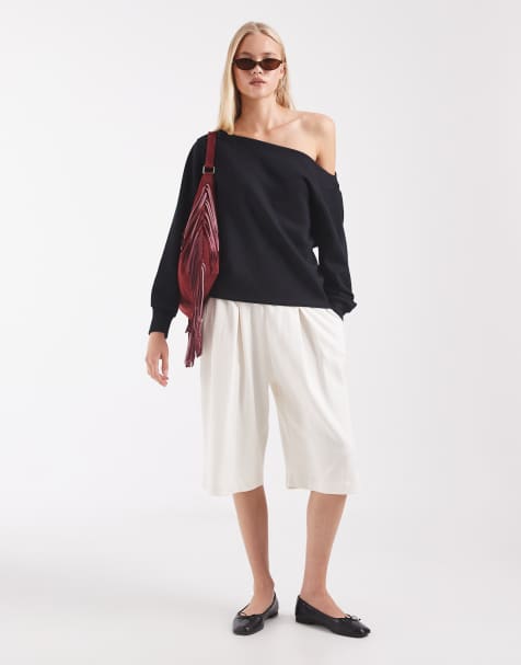 ASOS DESIGN interlock relaxed off shoulder top in black - view 1