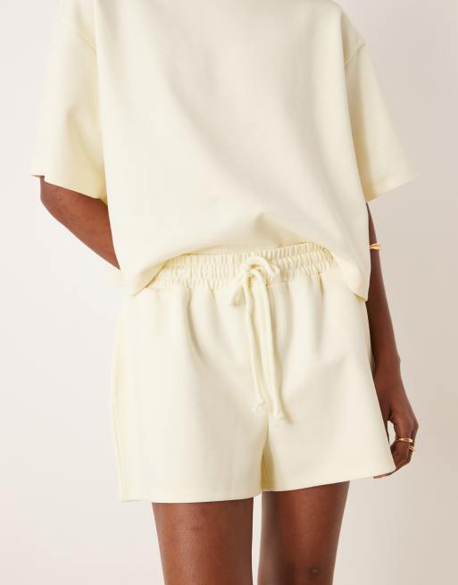 ASOS DESIGN interlock shorts in lemon - part of a set