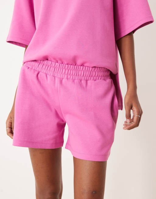 ASOS DESIGN interlock shorts in pink - part of a set