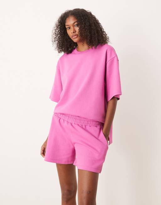 ASOS DESIGN interlock shorts in pink - part of a set