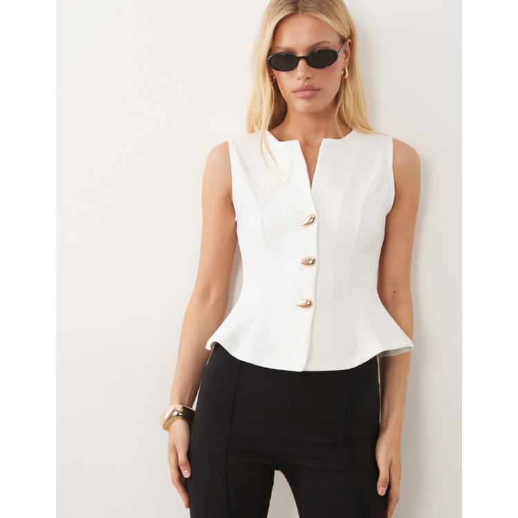 ASOS DESIGN interlock sleeveless peplum top with gold abstract