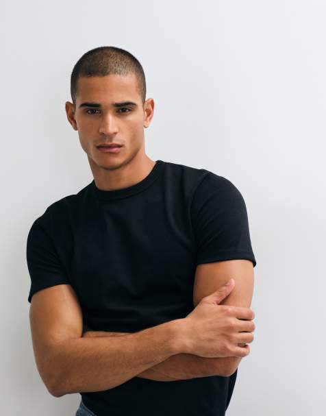 ASOS DESIGN interlock slim fit t-shirt i svart - view 1