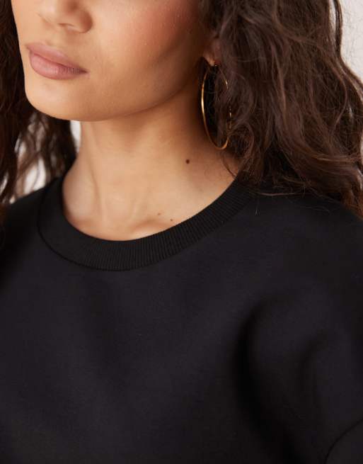 ASOS DESIGN interlock split side T-shirt in black - part of a set
