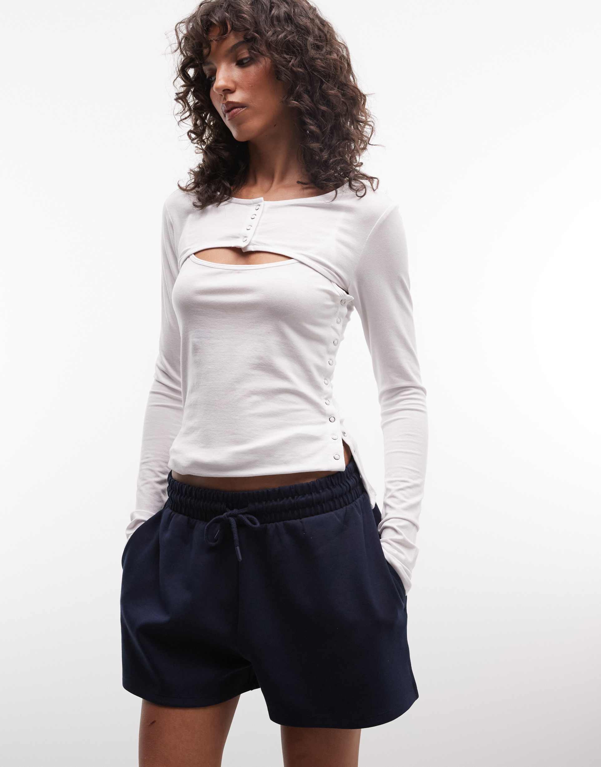 asos design interlock sports shorts in navy