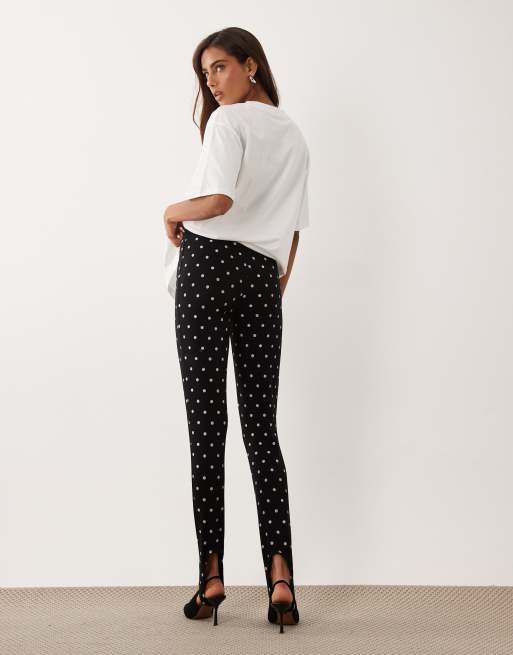 ASOS DESIGN interlock stirrup leggings in black polka dot print, 5 of 5